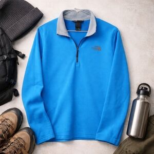 The North Face Blue Quarter Zip Fleece Pullover Long Sleeve Outdoor Jacket